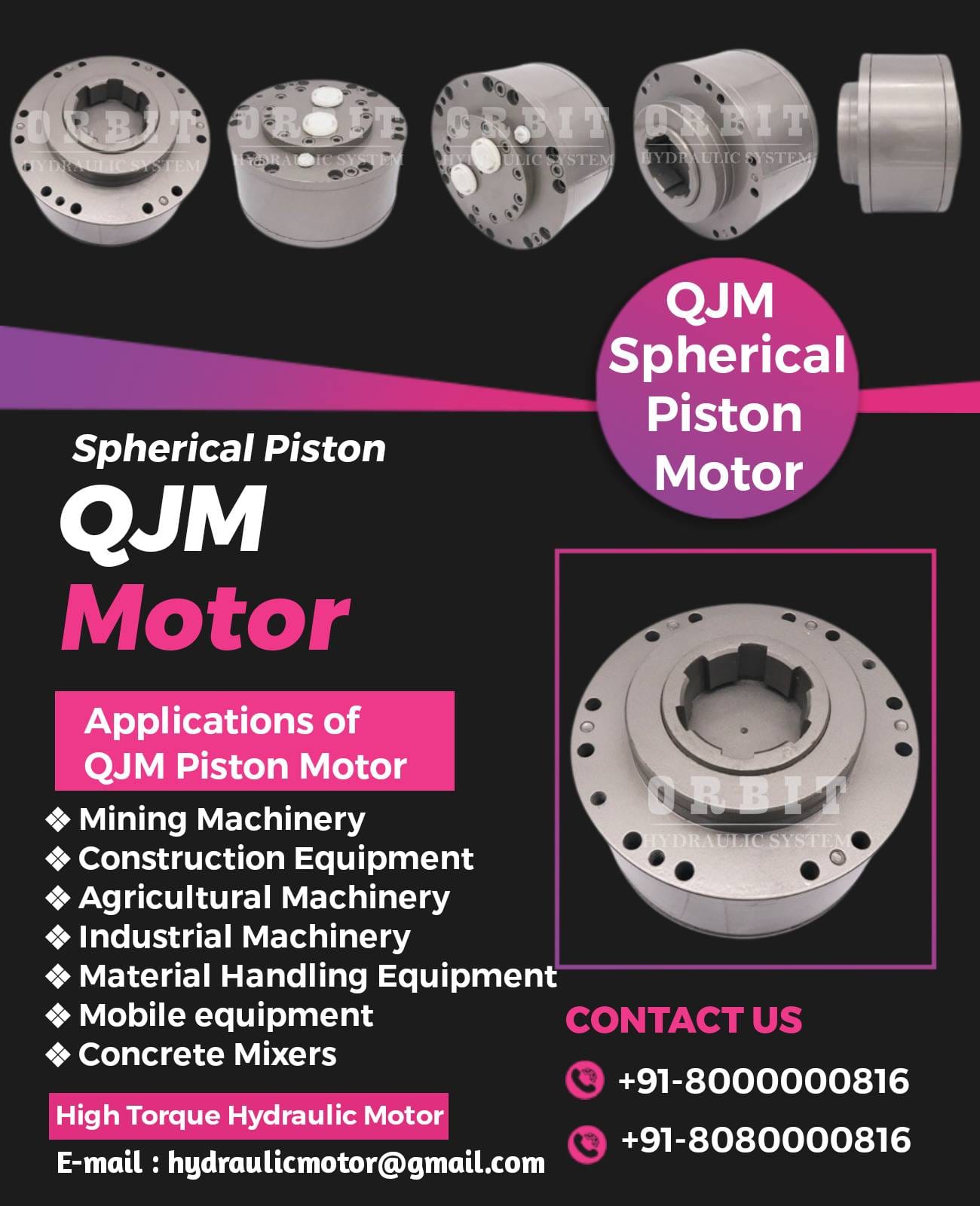 QJM Spherical Piston Hydraulic Motor Manufacturer in Ahmedabad Mumbai Pune Chennai Bangalore Hyderabad Delhi Nashik Kolkata Nagpur Coimbatore India